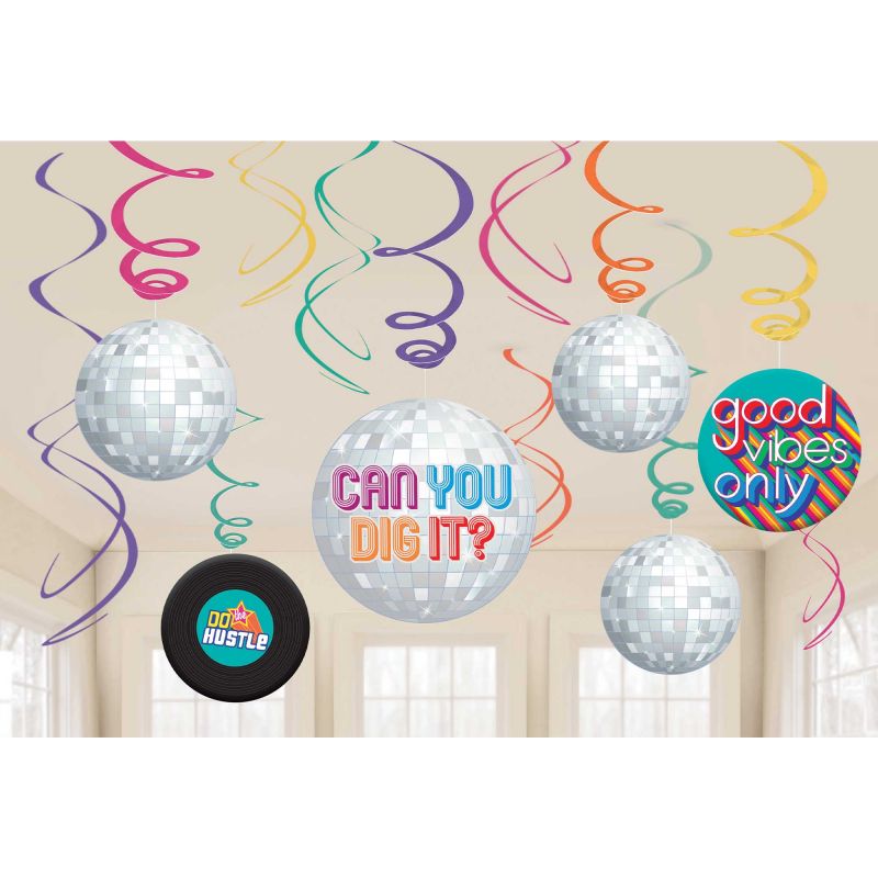 Hanging Swirl Decorations - Good Vibes 70's (Value Pack)