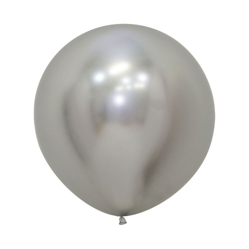 Latex Balloons - Sempertex Metallic Reflex - Silver 60cm (10PK)
