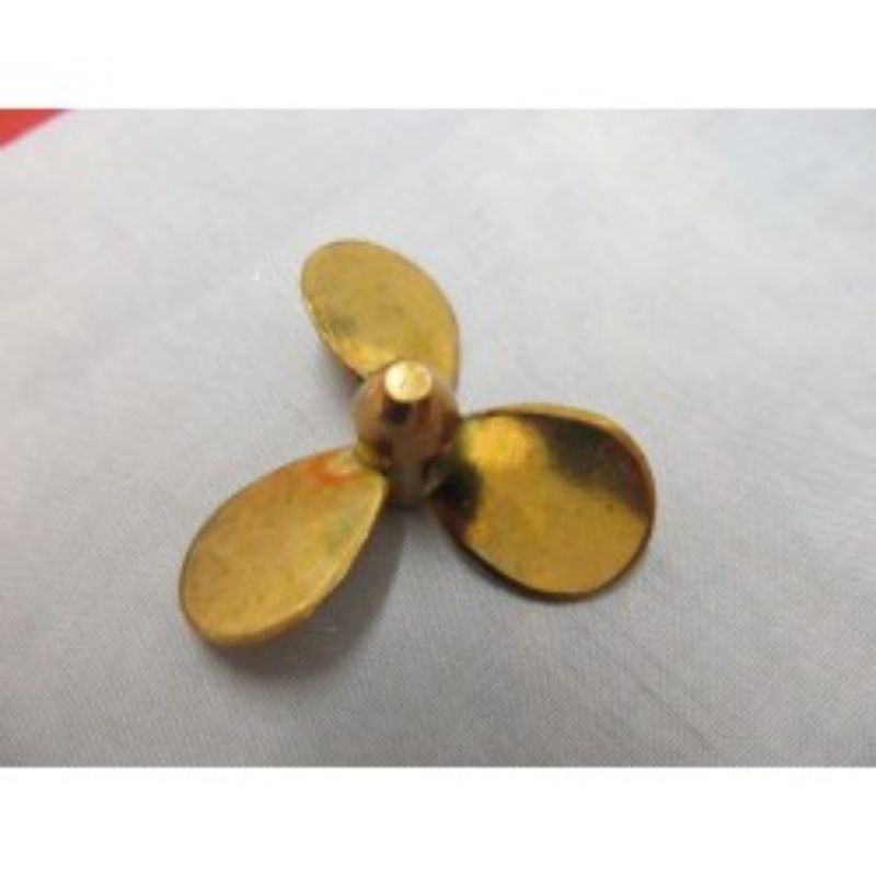Brass 50mm left-hand propeller for model ships, featuring M4 threading and durable construction for marine projects.