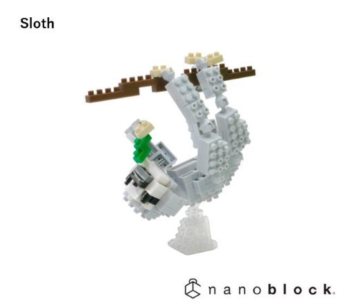 Cute Nanoblock sloth building set with over 120 pieces for ages 12+, perfect for creative fun and skill development.