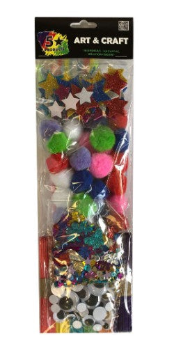 Art & Craft Pack featuring pom poms, moving eyes, pipe cleaners, and sequins for endless creative projects and fun activities.
