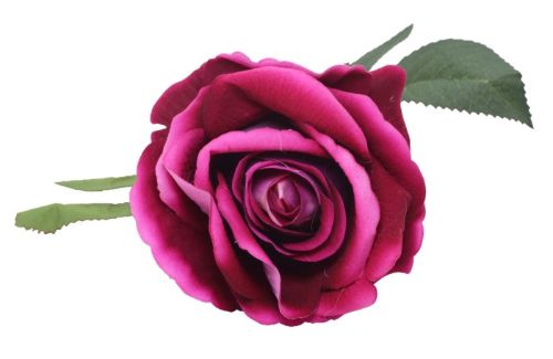 Artificial dark pink velvet rose stem, 51cm long, adding elegance to decor with realistic appearance and low maintenance.