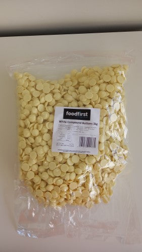Chocolate Buttons White 3kg  - BAG