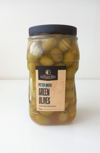 Olives Green Pitted Queen Sandhurst 2kg  - JAR