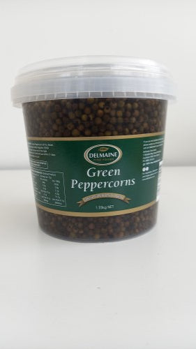 Peppercorns Whole Green In Brine Delmaine 1.55kg  - JAR