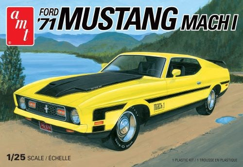 1/25 scale model kit of the 1971 Ford Mustang Mach 1, featuring 156 precision parts and authentic details for builders aged 10+.