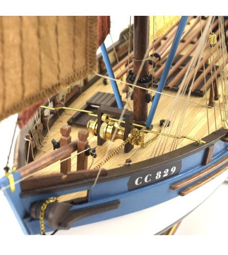 Detailed 1:50 scale model of the French tuna fishing boat Marie Jeanne, crafted from high-quality wood with intricate components.