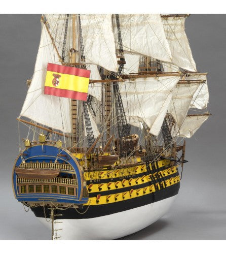 Detailed wooden model ship kit of the Santa Ana, 1:84 scale, celebrating naval history and craftsmanship.