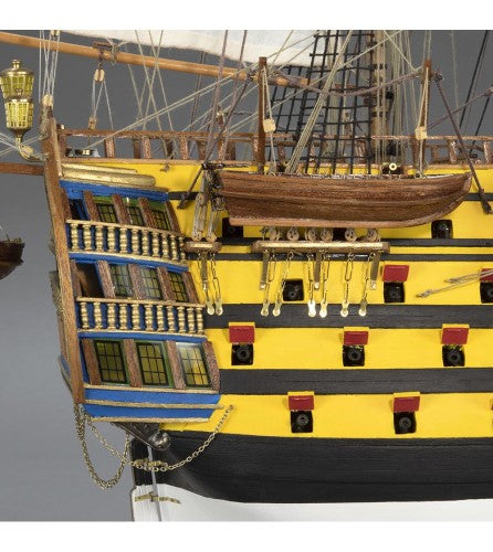 Detailed wooden model of the Spanish ship Santa Ana, 1:84 scale, ideal for collectors and maritime enthusiasts.
