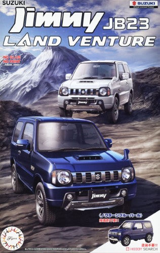 1/24 scale Suzuki Jimny JB23 model kit in Nocturne Blue Pearl with SNAP assembly, perfect for collectors and beginners.