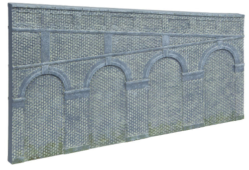 Hornby Trains High Step Arch Retaining Walls in blue, featuring 2 brick walls for realistic model railway scenery enhancement.