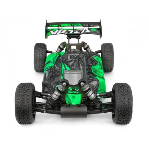 High-performance 1/8 EP RTR Vorza S Flux Buggy with 4WD, waterproof servo, brushless motor, and pre-painted speed graphics.