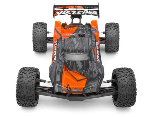 Vibrant 1/8 scale nitro truggy with Nitro Star F4.6 V2 engine, 4WD, and all-terrain capabilities for thrilling outdoor racing.