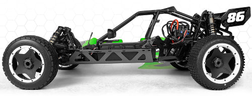Unassembled 1/5th scale electric off-road buggy kit, designed for durability, performance, and customizability.