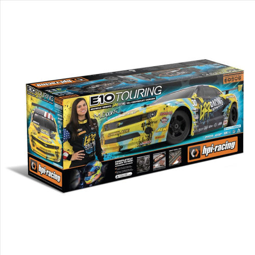 Remote control 1/10 EP RS 4WD E10 Camaro, featuring a high-torque motor and customizable driving styles for thrilling races.