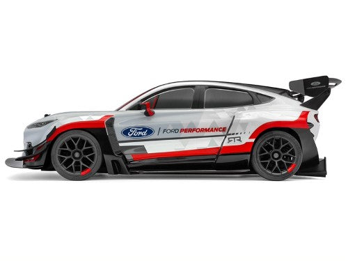 Remote control Ford Mustang Mach-E 1400 car, 1/10 scale, 4WD, with custom livery and powerful HPI Flux motor for thrilling racing.