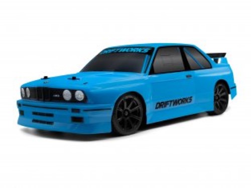 Radio control BMW E30 drift car, 1/10 scale, 4WD, 2.4GHz, ready-to-run with battery and charger included.