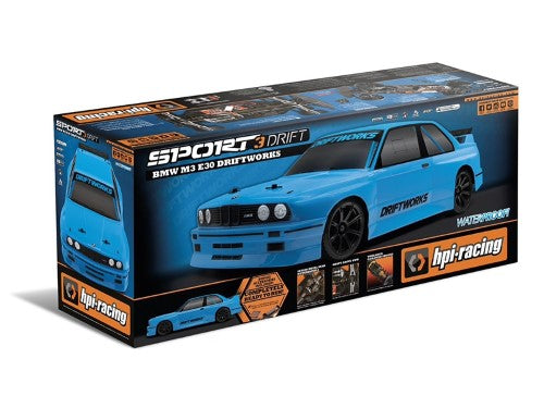 Drift-ready 1/10 RS4 S3 BMW E30 RC car with 4WD, 2.4GHz radio, 7.2V battery, and stunning E30 design for enthusiasts.