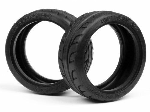 High-quality 26mm T-Grip tires for 1/10 on-road RC cars, offering superior grip and durability in a pack of 2.