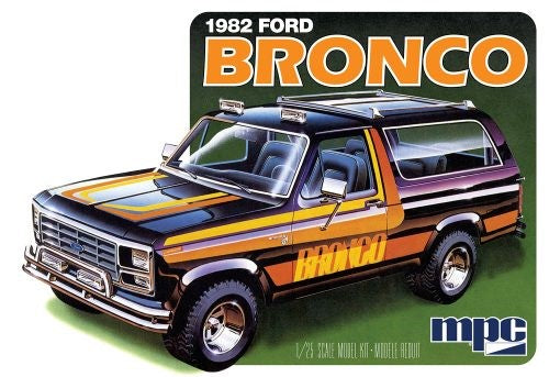 1/25 scale model kit of the 1980 Ford Bronco with 133 parts, off-road tires, and detailed interior for creative hobbyists.