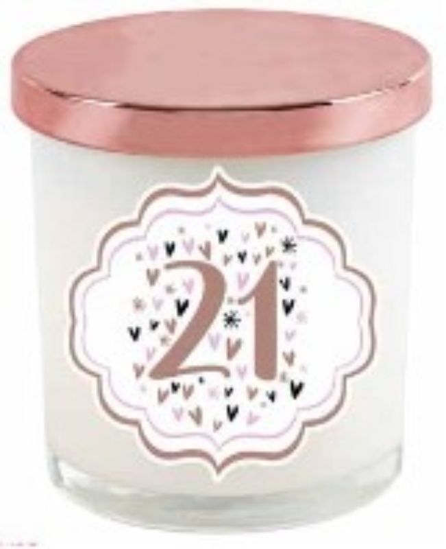 Pastel heart candle with rose gold lid, perfect for enhancing decor and creating a warm, inviting ambiance.