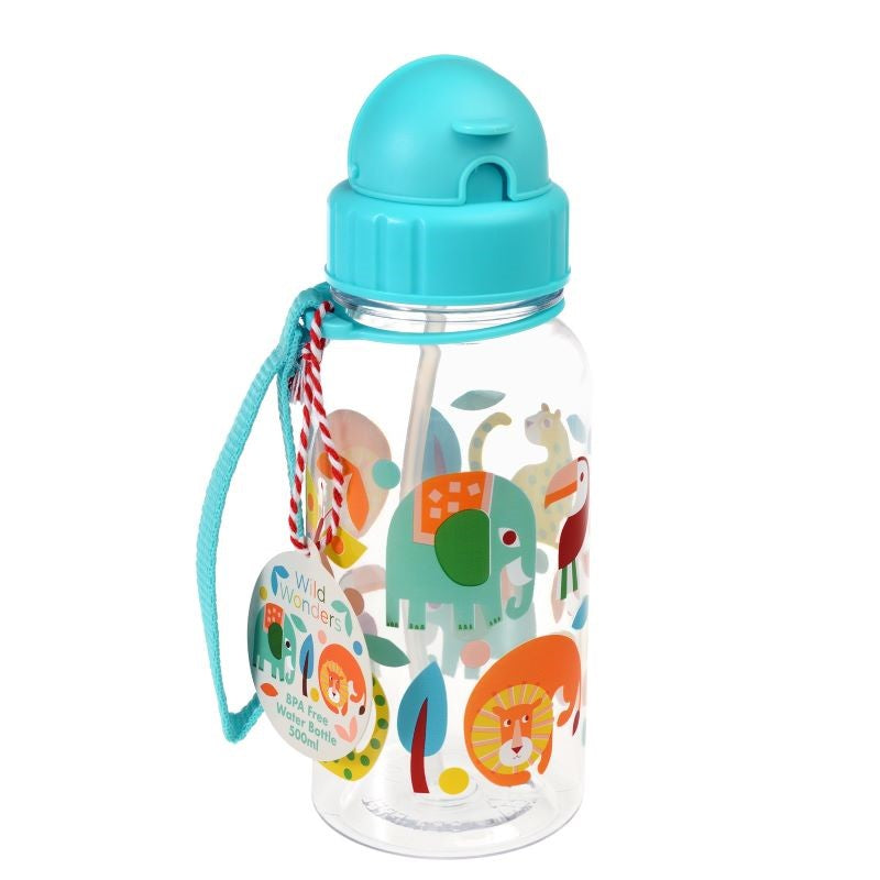 Colorful 500ml kids water bottle with in-built straw and nylon strap, perfect for school and outdoor adventures.