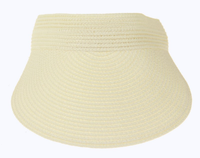 Natural Fibre Visor in white, made from 100% natural fibre, offers stylish sun protection with elastic back for a perfect fit.