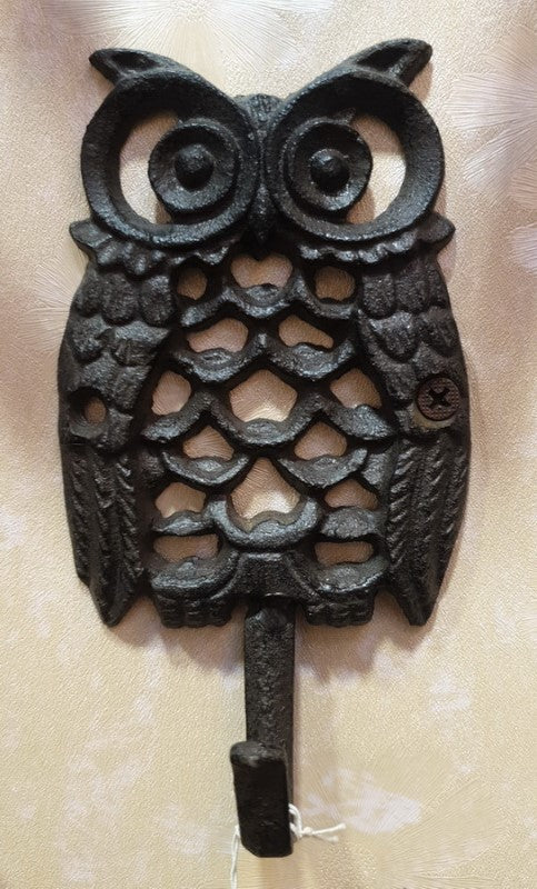 Whimsical owl-shaped hooks set of 2, perfect for hanging coats or bags and enhancing home decor.