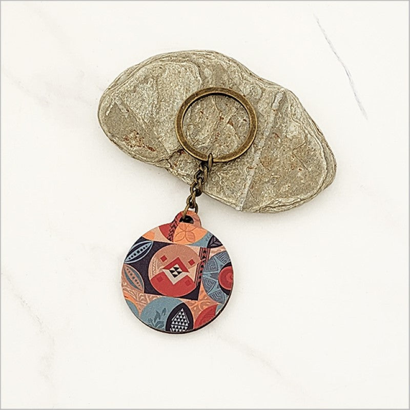 Stylish Pacific Fusion 2 keychain featuring Kiwiana design on lightweight printed pine veneer, perfect for everyday use.