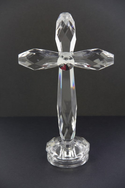 Elegant set of 6 standing crosses, each 18.5cm tall, ideal for home decor and meaningful gifts.