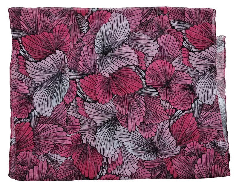 Set of 2 pink Petals With Lines Scarves featuring floral and striped designs, 45x160 cm, lightweight and stylish.