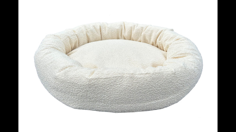 Dog Bed - Round Boucle Pet Bed Cream - Lge 90cm