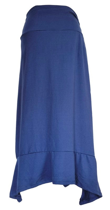 Elegant navy bias cut skirt, perfect fit for all body types, versatile for casual or formal outings, crafted for comfort.