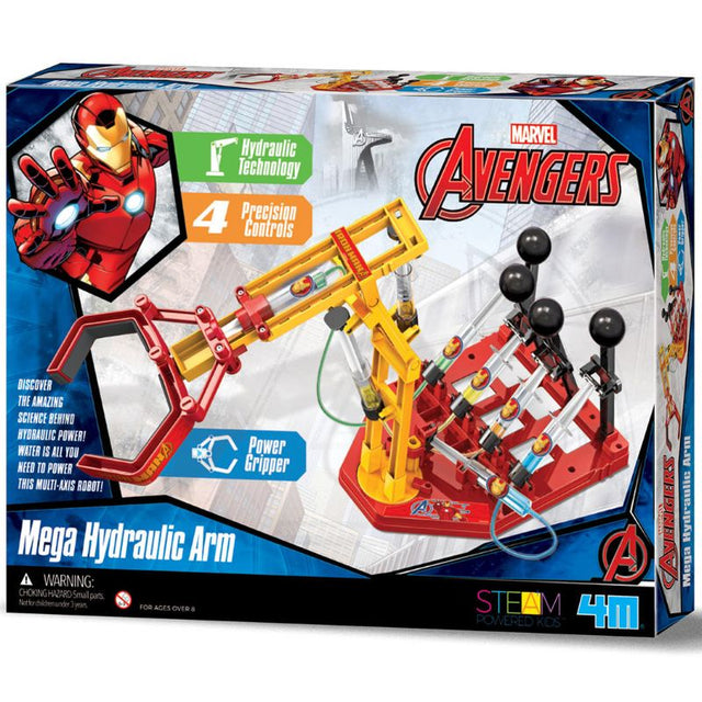 Interactive Hydraulic Arm robot kit inspired by Ironman, encouraging STEM exploration and hands-on learning for all ages.