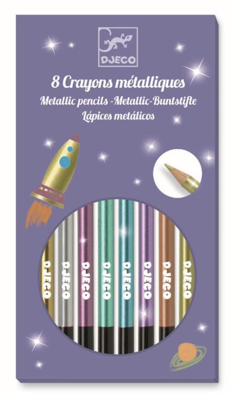 Coloured Pencils - The Colours 8pce Metallic Pencils (4 Packs) - Djeco