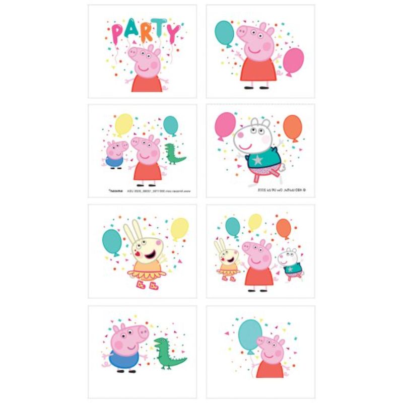 Peppa Pig Confetti Party Tattoos - Pack of 8