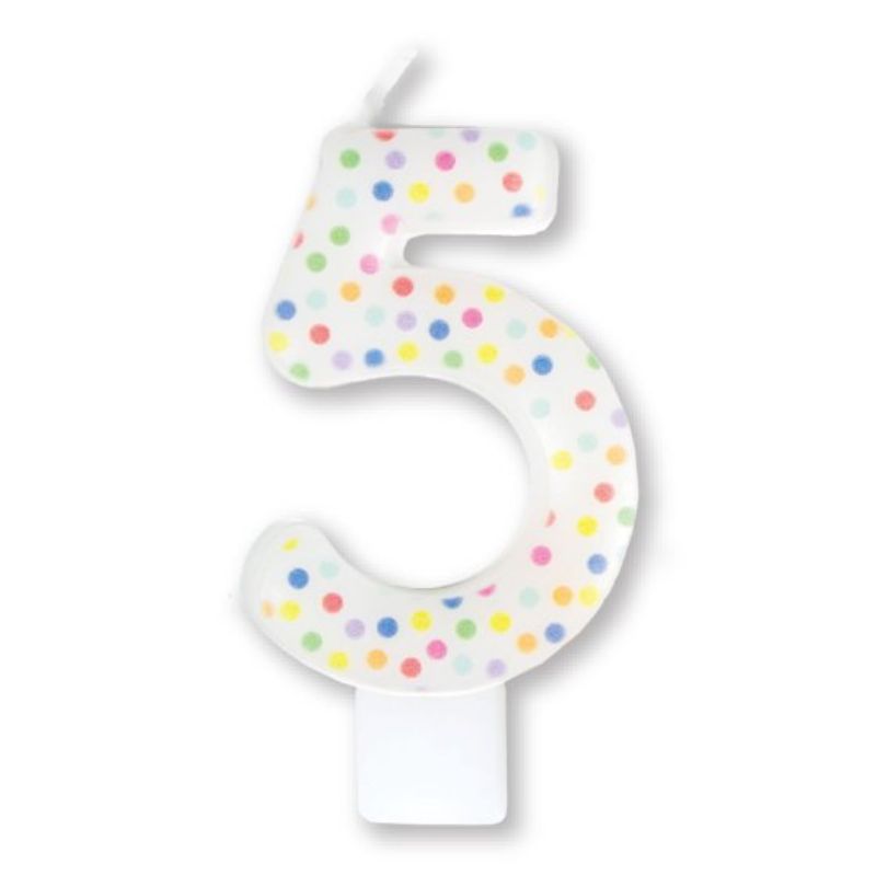 Candle Numeral Moulded Rainbow Dots