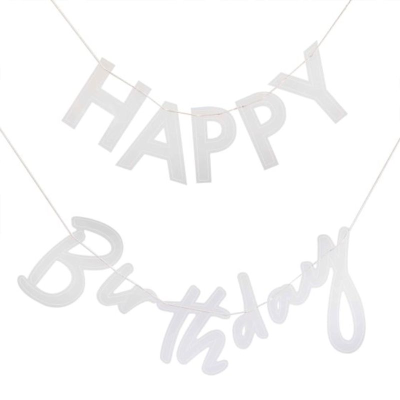 Mix It Up Bunting Happy Birthday Clear & White print Acrylic - Pack of 3