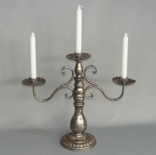 Elegant Triple Candelabra measuring 43x39cm, featuring three curved branches for a sophisticated candle display.