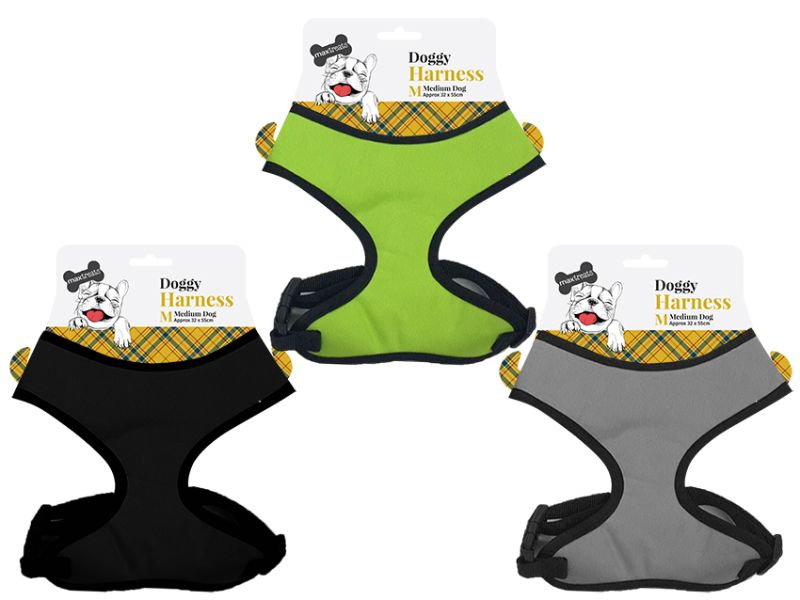Set of 12 colorful Oxford mesh dog harnesses for medium breeds, providing comfort and safety during walks and outdoor activities.
