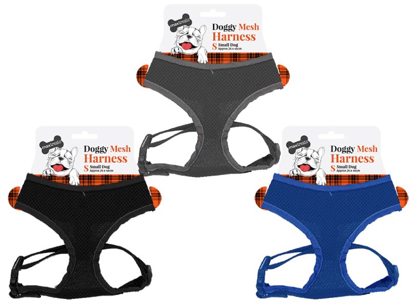 Assorted set of 12 breathable mesh dog harnesses for small dogs, designed for comfort and style during walks.
