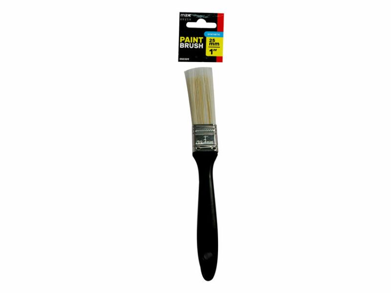 Set of 24 synthetic paint brushes, 25mm wide, ideal for smooth application in various paints with ergonomic handles.