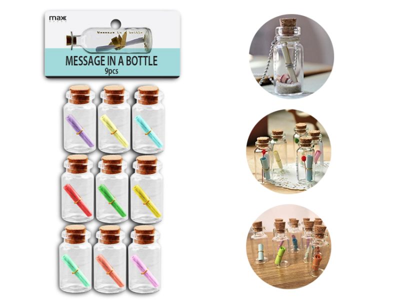 Set of 216 mini glass bottles with cork stoppers for messages, favors, or decor, each measuring 2.2 x 4cm.