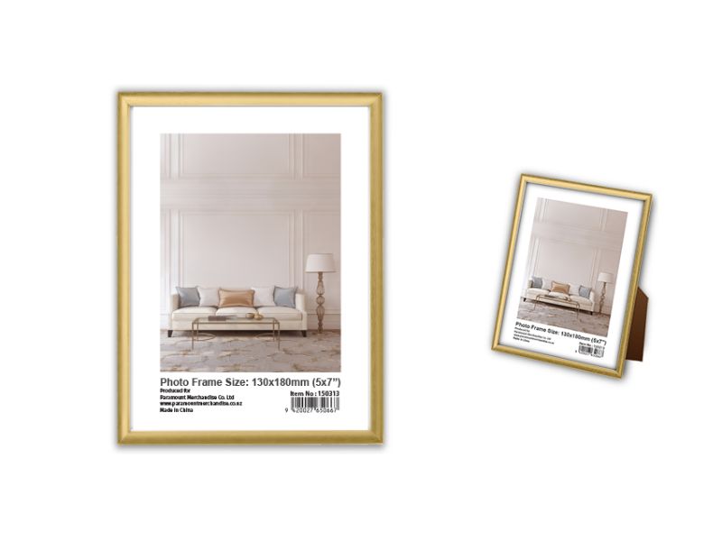 Max Brand Gold Photo Frame Set of 24, 13 x 18cm frames in polished gold finish, perfect for displaying cherished memories.