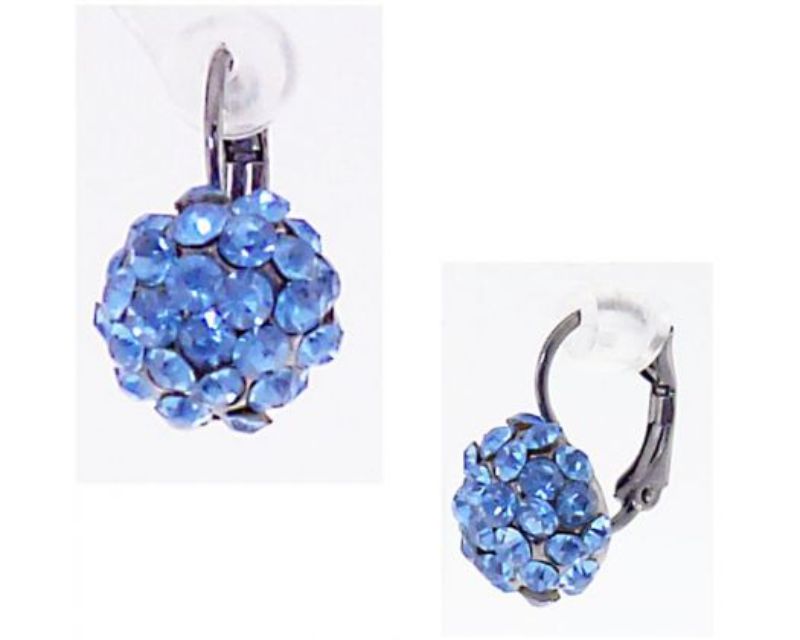 Elegant sapphire crystal ball earrings on a French clip, perfect for elevating any outfit with sophistication.