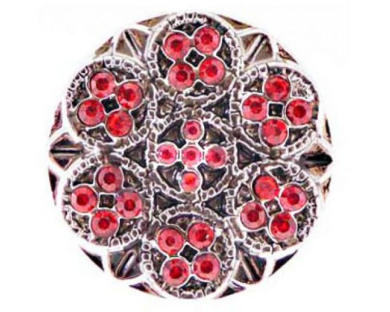 Vibrant red accessory featuring seven circles, perfect for stylish daily wear or special occasions.