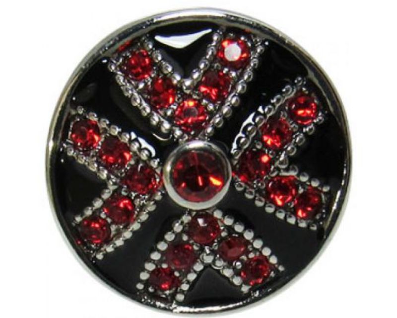 Chic Snaps REDFOX - Cross with sparkling red diamantes, perfect for elevating your snap jewelry collection.