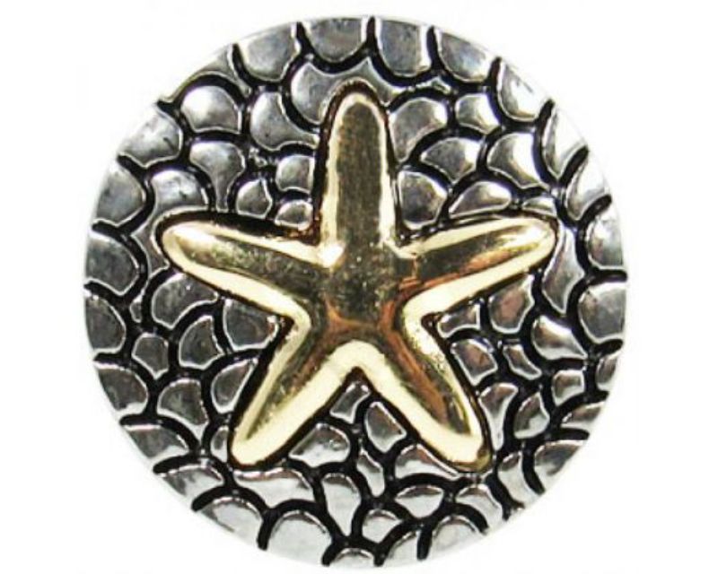 Gold starfish accessory from Snaps REDFOX, perfect for ocean lovers and versatile enough for any outfit.
