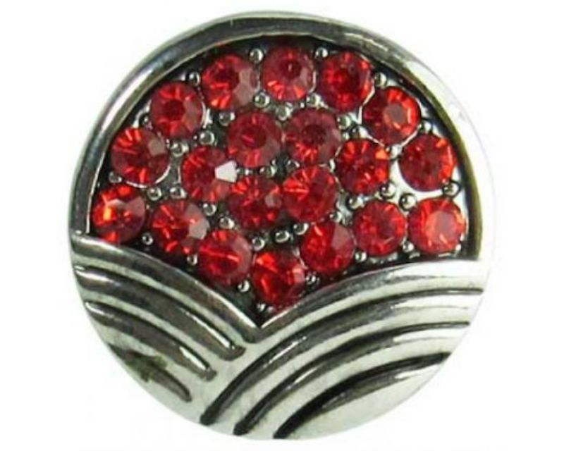 Elegant red hand fan adorned with sparkling diamantes, perfect for style and cooling on warm days.