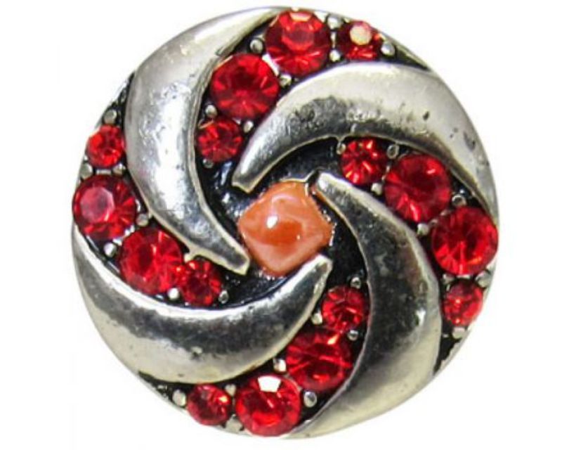 Elegant red diamante snap featuring a stylish swirl pattern, perfect for adding glam to any outfit.